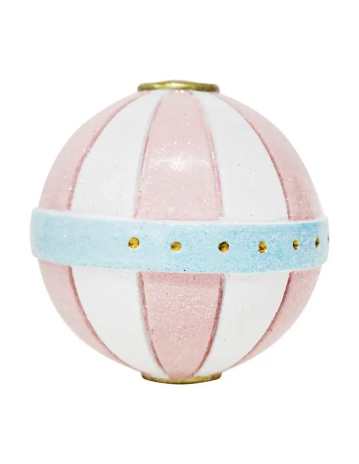 Esfera rosa con blanco y cinturón azul de 10.5x10x10cm - Image 2