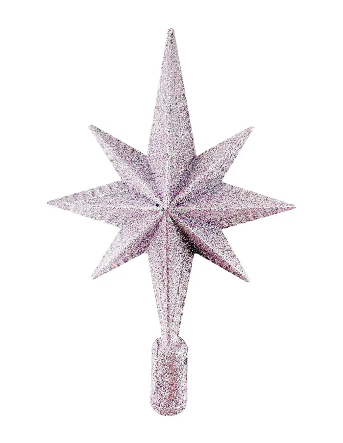 Display de 56 esferas de plástico lila brilloso, mate y lisos con estrella de árbol - Image 3