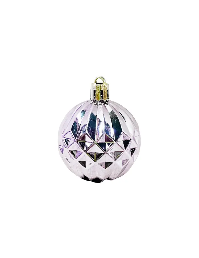 Display de 56 esferas de plástico lila brilloso, mate y lisos con estrella de árbol - Image 7