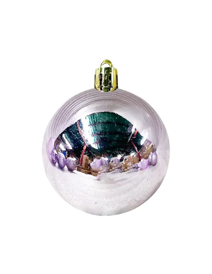 Display de 56 esferas de plástico lila brilloso, mate y lisos con estrella de árbol - Image 11