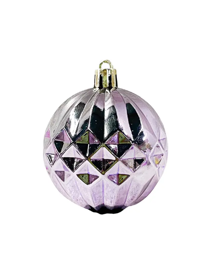 Display de 56 esferas de plástico lila brilloso, mate y lisos con estrella de árbol - Image 12
