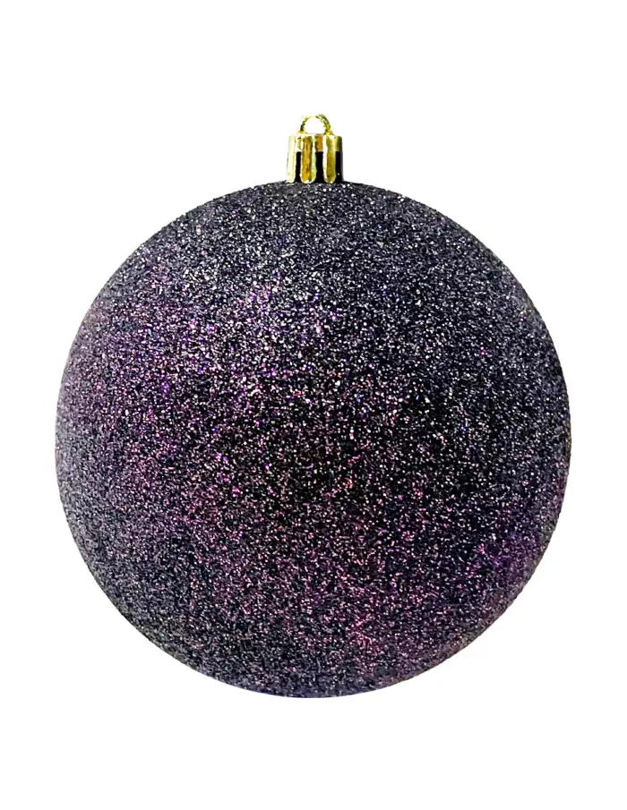 Display de 56 esferas de plástico morado brilloso, mate y lisos con estrella de árbol - Image 2
