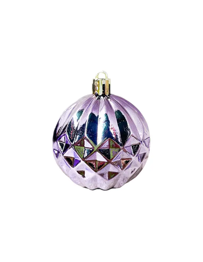 Display de 56 esferas de plástico morado brilloso, mate y lisos con estrella de árbol - Image 7