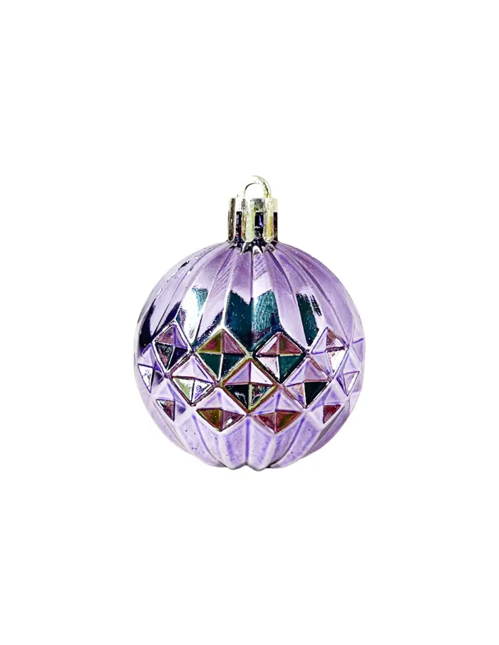 Display de 56 esferas de plástico morado brilloso, mate y lisos con estrella de árbol - Image 9