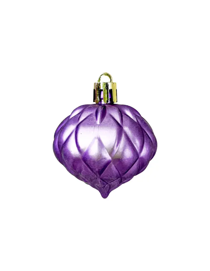 Display de 56 esferas de plástico morado brilloso, mate y lisos con estrella de árbol - Image 11