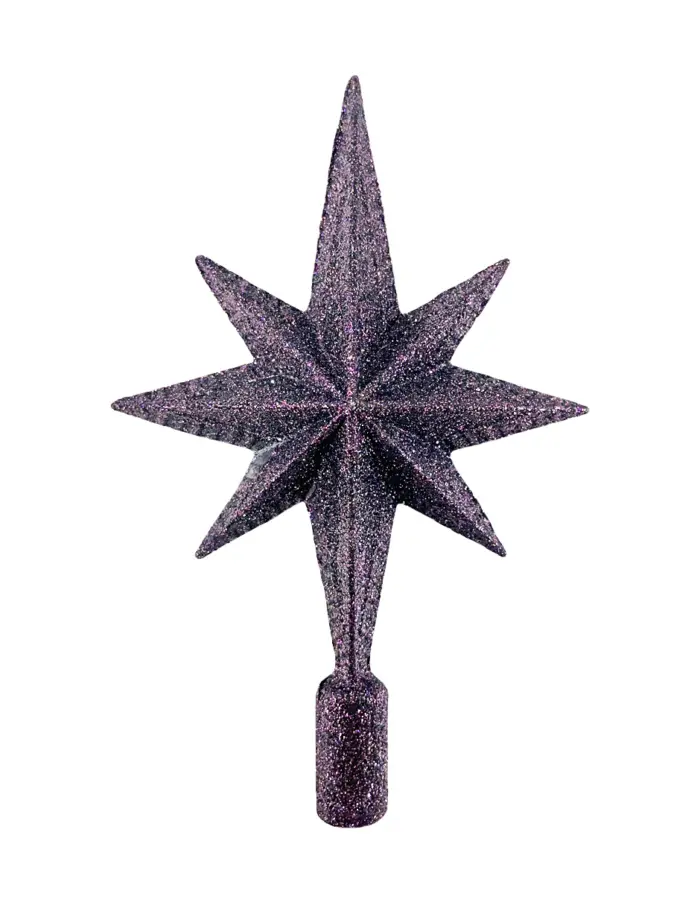 Display de 56 esferas de plástico morado brilloso, mate y lisos con estrella de árbol - Image 15