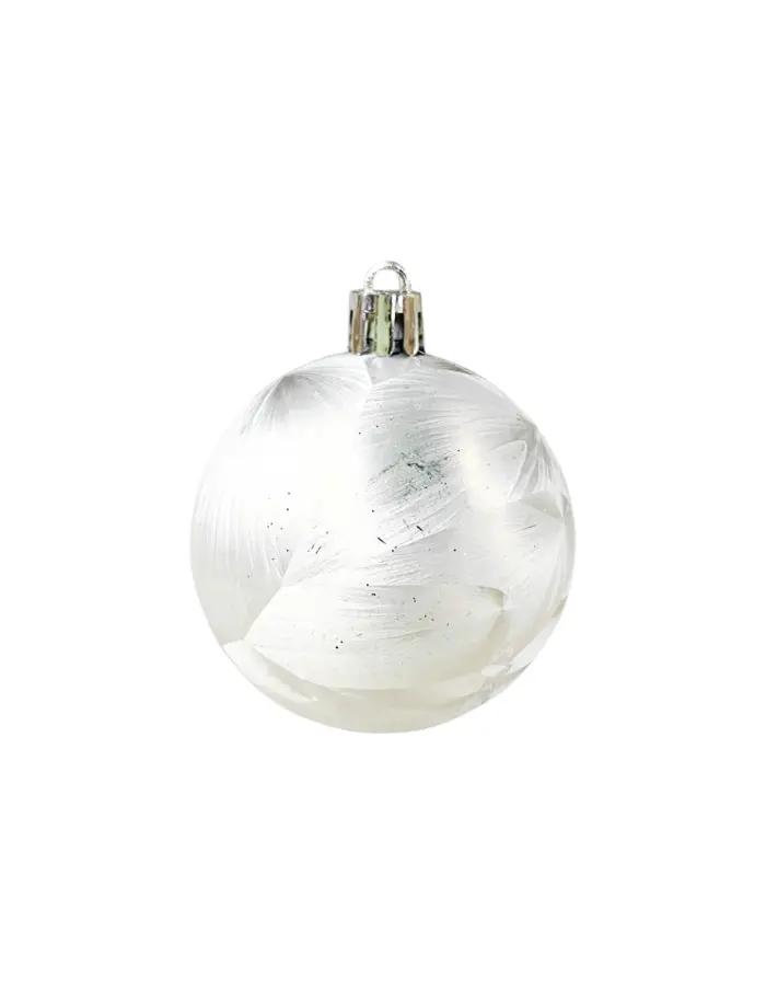 Display de 56 esferas de plástico blanco y plateado brilloso y mate con punta de árbol - Image 4