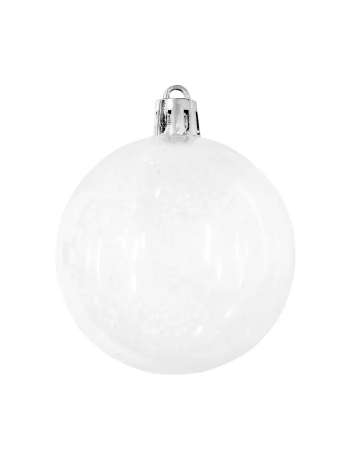 Display de 56 esferas de plástico blanco y plateado brilloso y mate con punta de árbol - Image 9