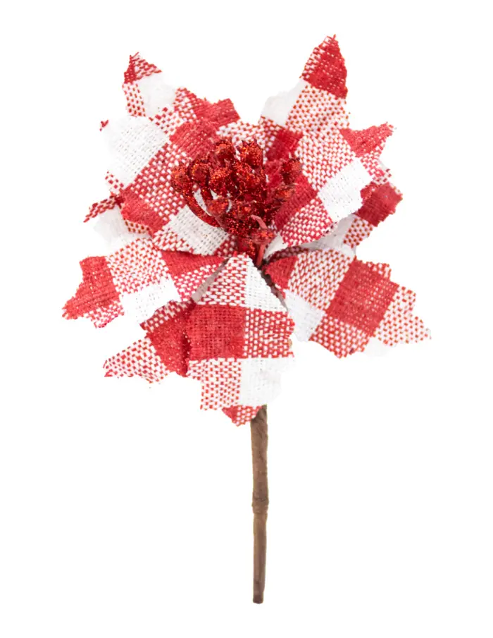 Pick con nochebuena escocesa blanca con rojo de 6x9x3cm - Image 2