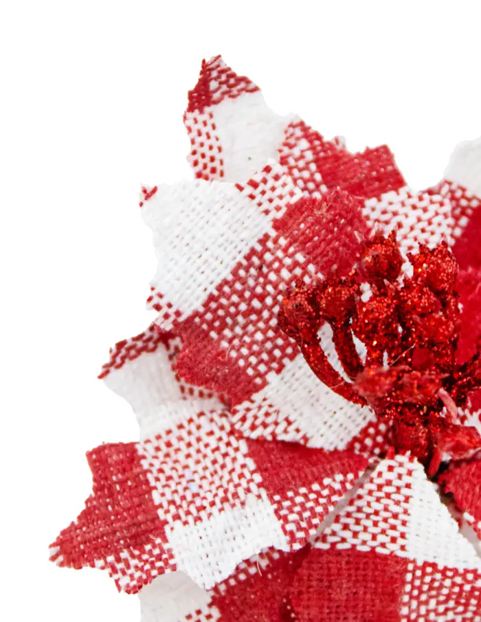 Pick con nochebuena escocesa blanca con rojo de 6x9x3cm - Image 3