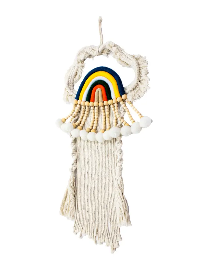 Colgante de macrame natural y colores al centro de 29x65x4cm - Image 2