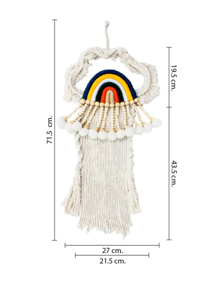 Colgante de macrame natural y colores al centro de 29x65x4cm - Image 4