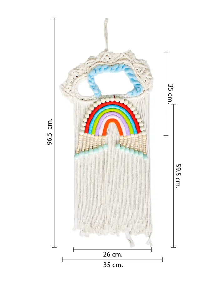 Colgante de pared de macrame rojos y azules de39x83x3.5cm - Image 4