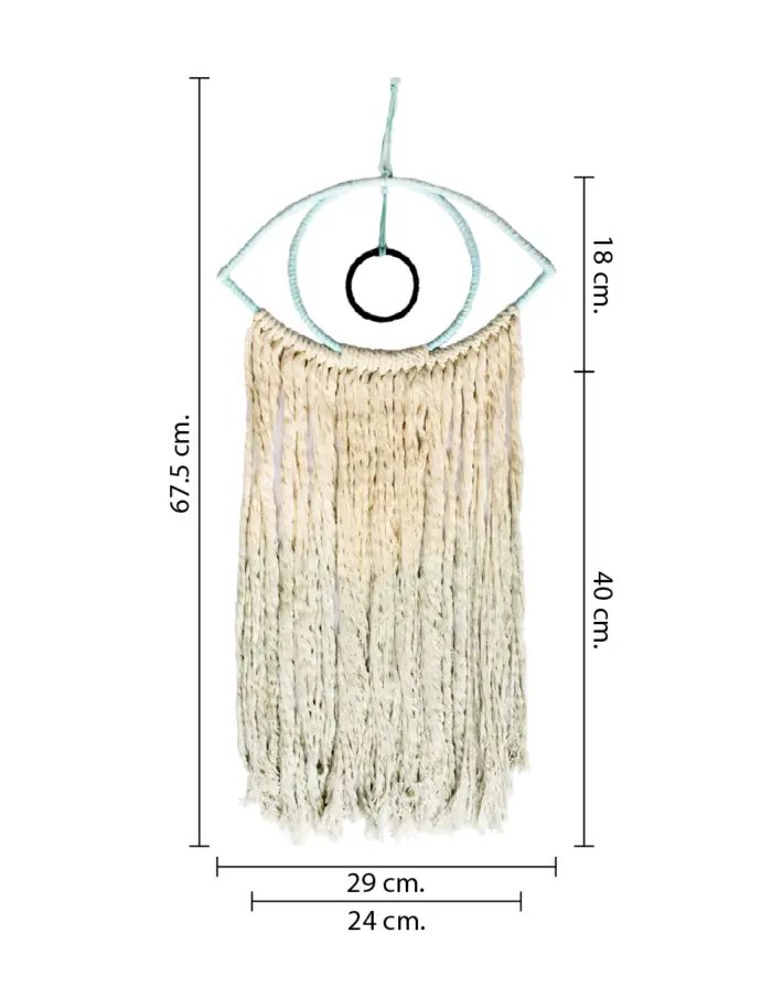 Colgante de pared de macrame diseño atrapa sueños ojo turco de 29.5x1x53cm - Image 4