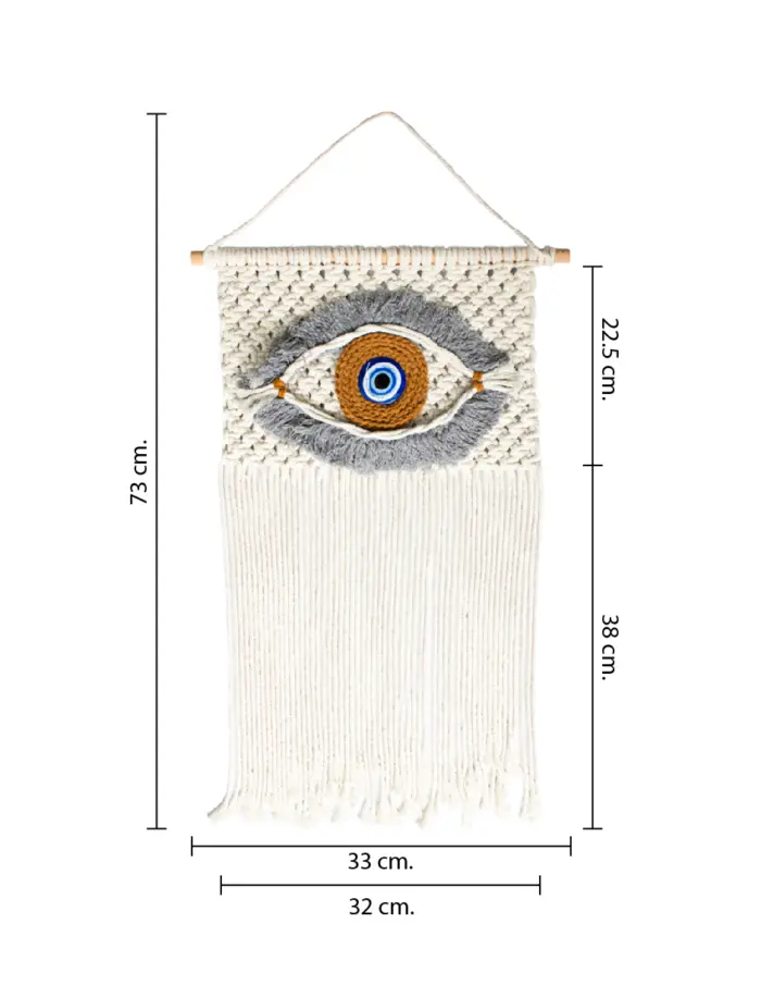 Colgante de pared de macrame diseño ojo turco tejido de 40x2x60cm - Image 4