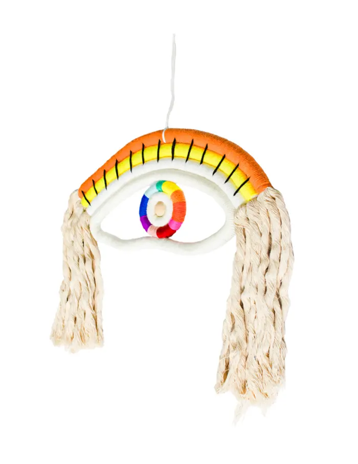 Colgante de pared de macrame diseño ojo turco multicolor de 37x2x36cm - Image 2