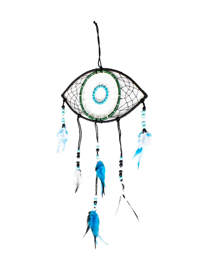 Colgante de pared de macrame diseño ojo turco azul de 31.5x1x54cm - Image 2