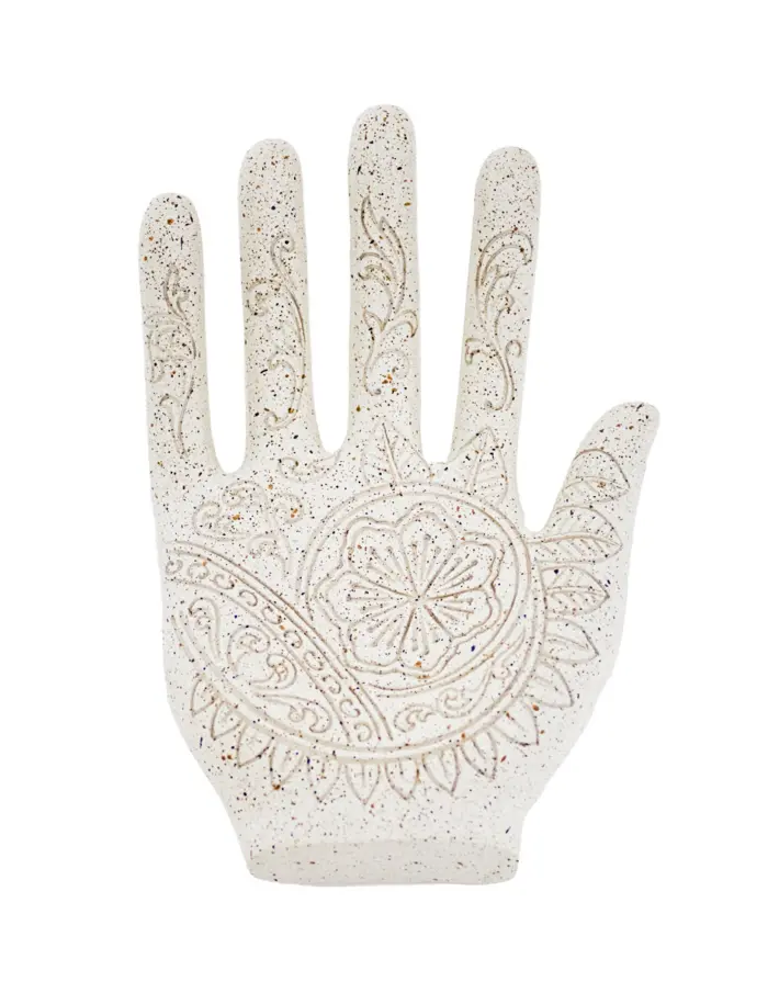 Mano de poliresina blanca con grabado de 13x9.5x5.5cm - Image 2