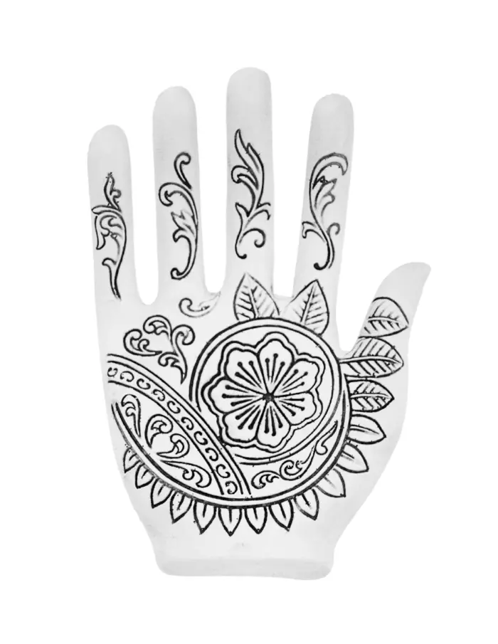 Mano de poliresina blanca con grabado negro de 13x9.5x5.5cm - Image 2