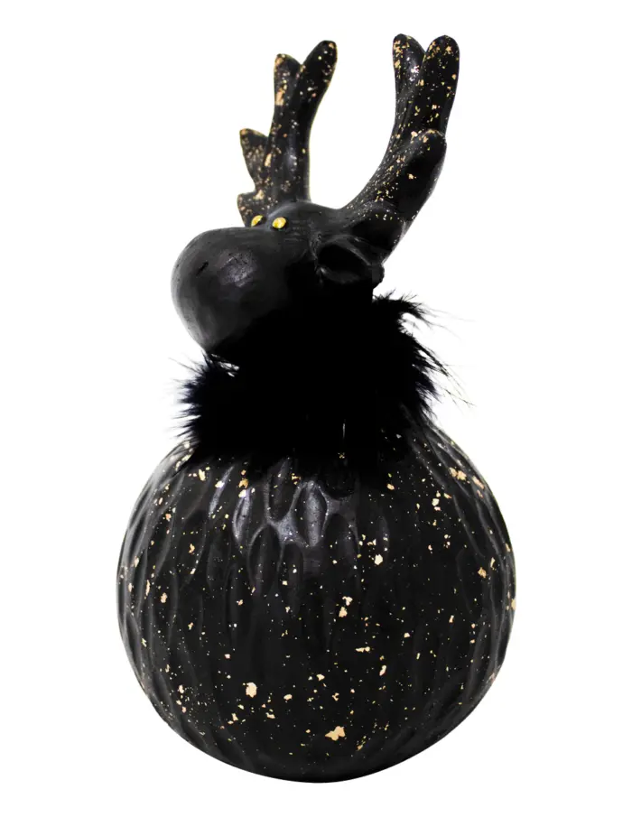 Esfera negra con cabeza de reno de 12.5x12.5x22.5cm - Image 2
