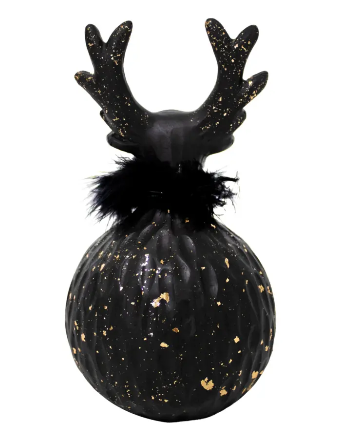 Esfera negra con cabeza de reno de 12.5x12.5x22.5cm - Image 3