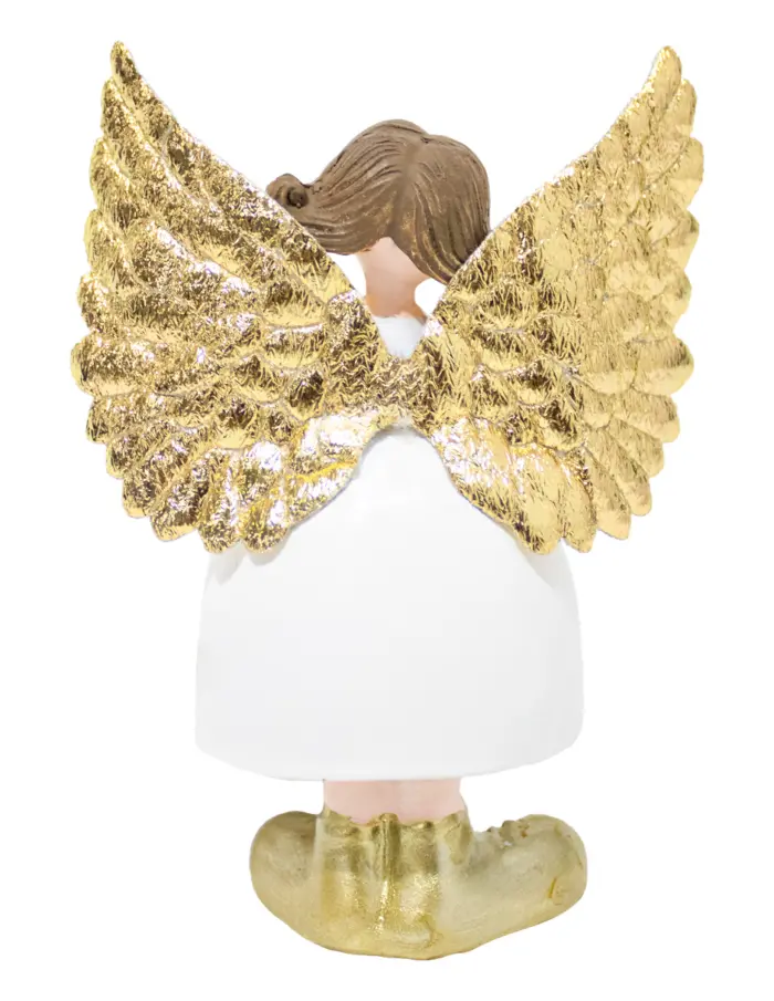 Ángel con flor, botas y alas doradas de 5x4x10.5cm - Image 3