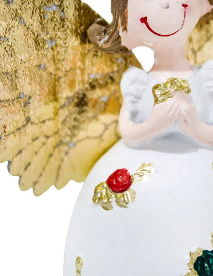 Ángel con flor, botas y alas doradas de 5x4x10.5cm - Image 4