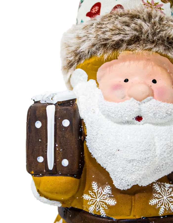 Santa con traje amarillo y gorro blanco de 13x10.5x32cm - Image 4