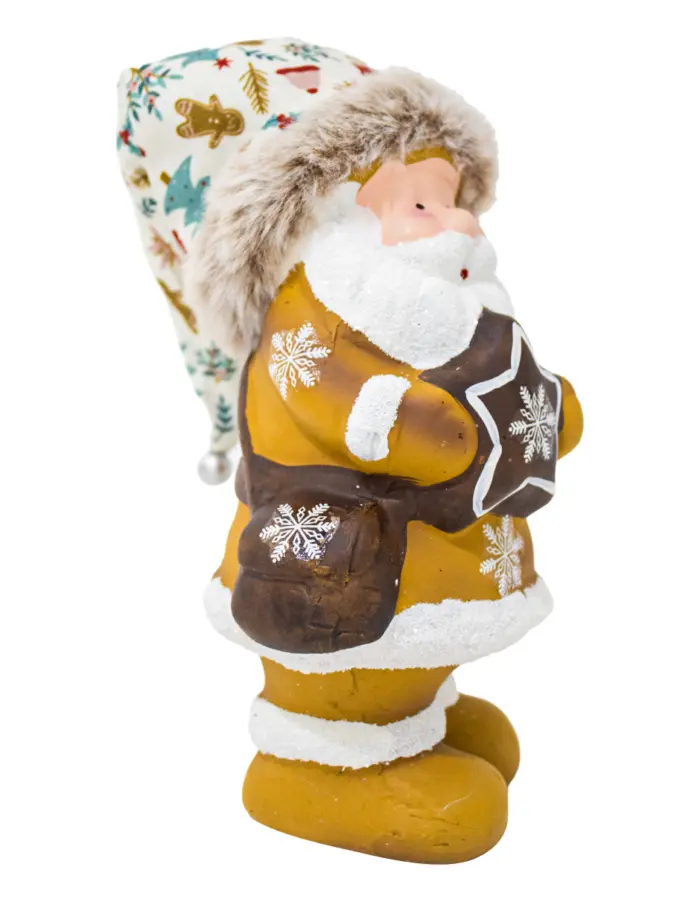Santa con traje amarillo y estrella café de 11x8.5x28cm - Image 2
