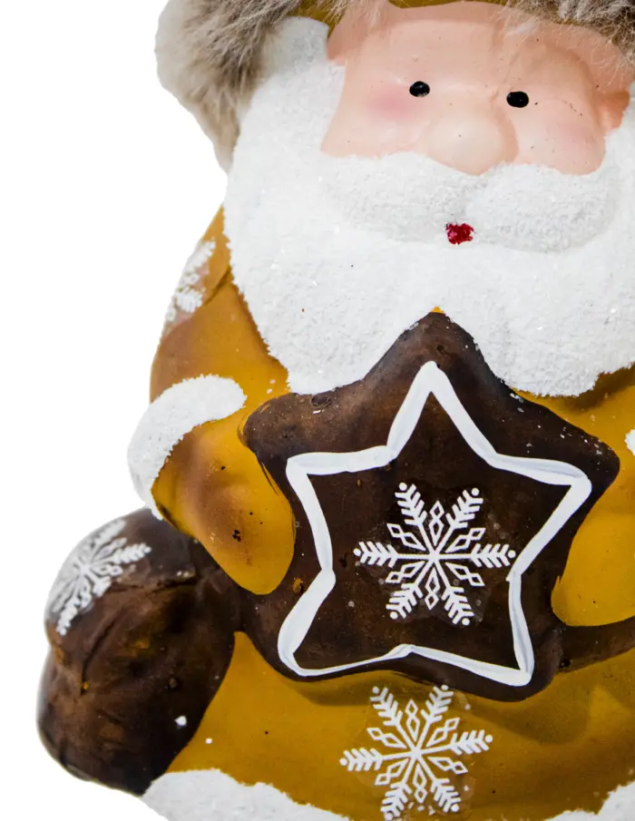 Santa con traje amarillo y estrella café de 11x8.5x28cm - Image 4