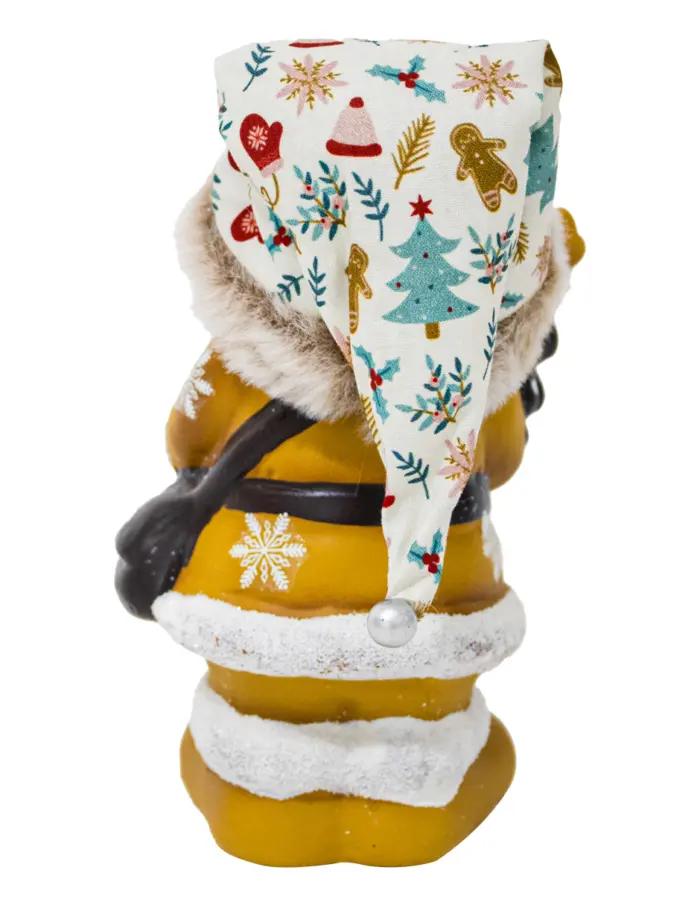 Santa con traje amarillo y árbol café de 11x8.5x28cm - Image 3