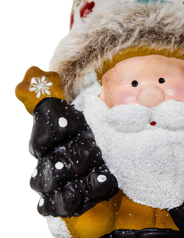Santa con traje amarillo y árbol café de 11x8.5x28cm - Image 4