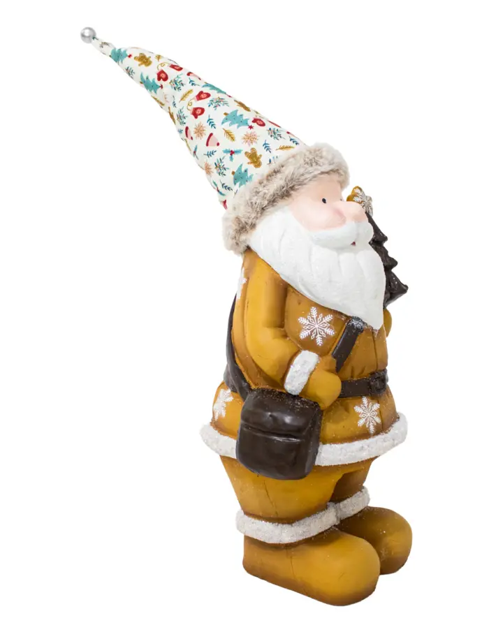 Santa con traje amarillo y árbol café de 25x20x50cm - Image 2