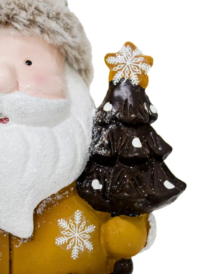 Santa con traje amarillo y árbol café de 25x20x50cm - Image 4