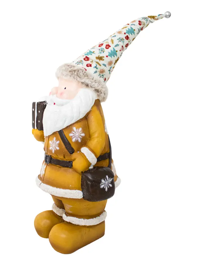 Santa con traje amarillo y caja de regalo de 25x20x50cm - Image 2
