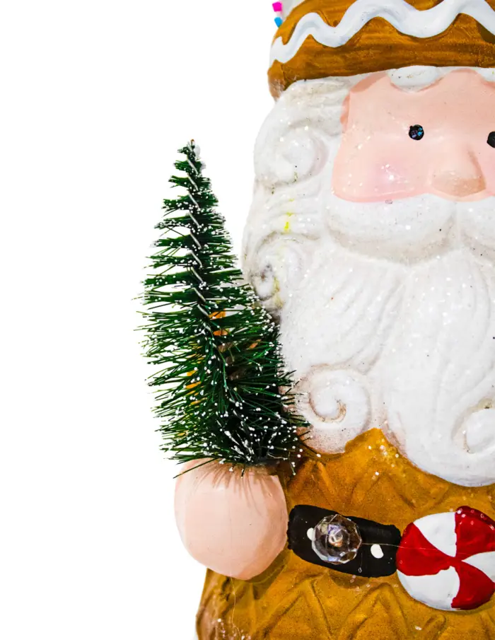 Santa con traje de jengibre y pino navideño de 14.5x10.5x26cm - Image 3