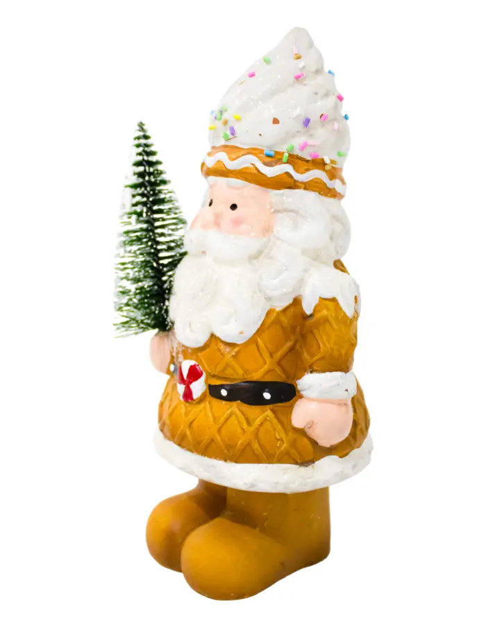 Santa con traje de jengibre y pino navideño de 10x8x18.5cm - Image 2