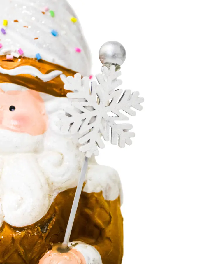 Santa con traje de jengibre y copo de nieve de 10x8x18.5cm - Image 3