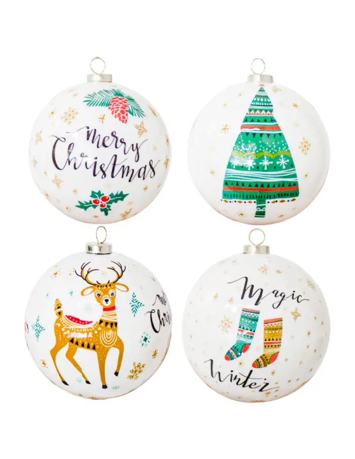Caja con 4 esferas diseño navideño de 6x6x6cm - Image 2