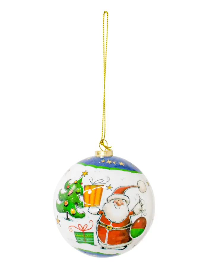 Caja con 4 esferas diseño santa y árbol navideño de 7.5x7.5x7.5cm - Image 2