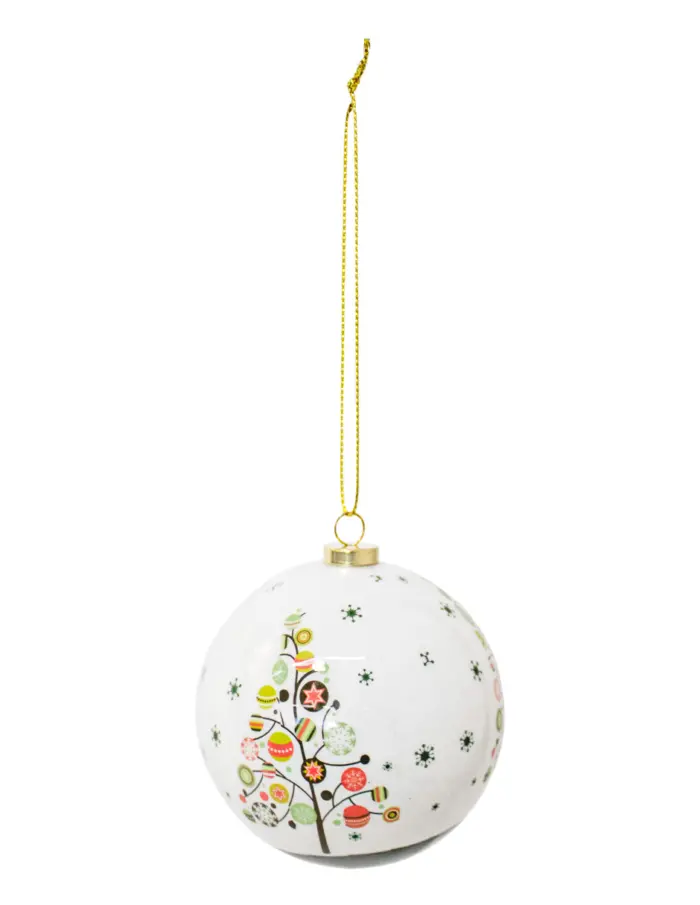 Caja con 4 esferas diseño santa y árbol navideño de 8x8x8cm - Image 3