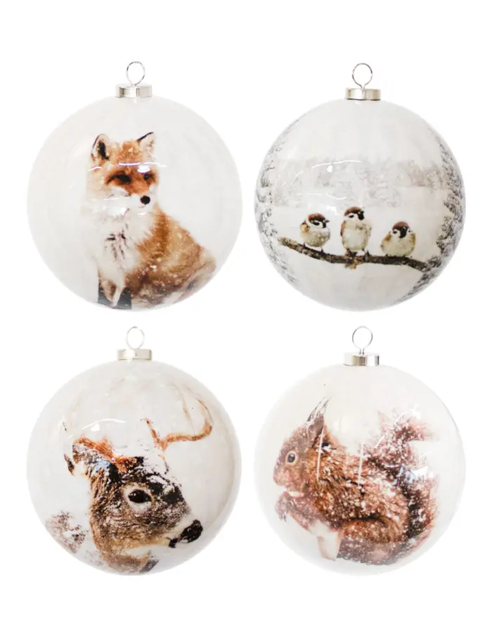 Caja con 4 esferas diseño animales en nieve de 6x6x6cm - Image 2