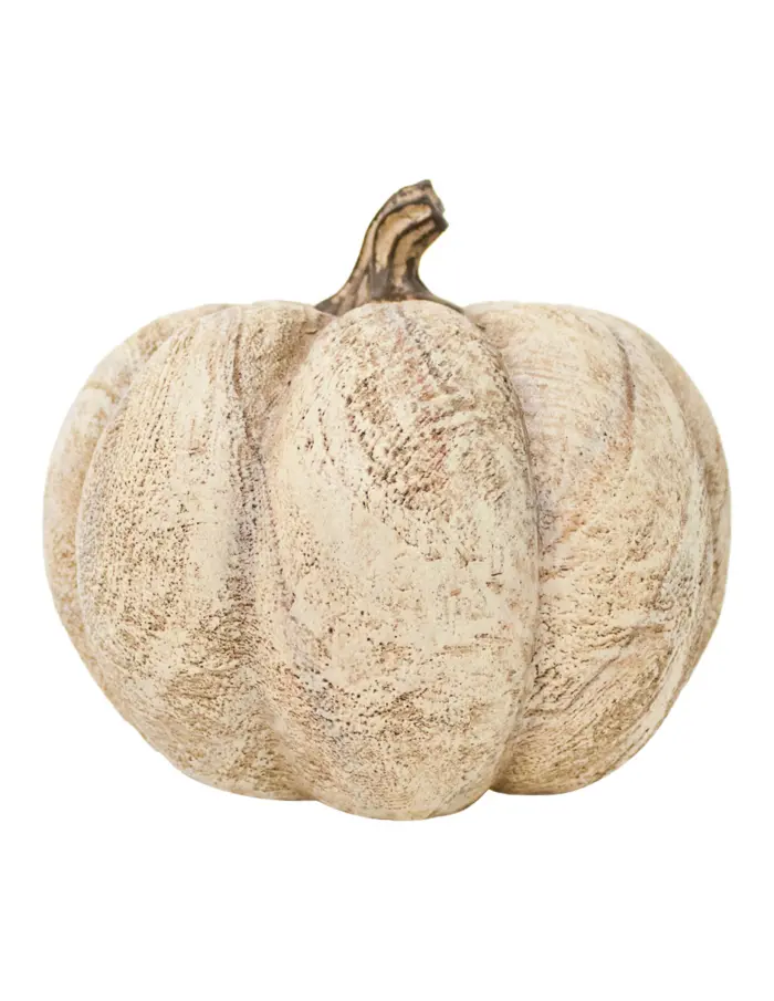 Calabaza de poliresina vintage beige de 16.2x16.2x13.2cm - Image 2