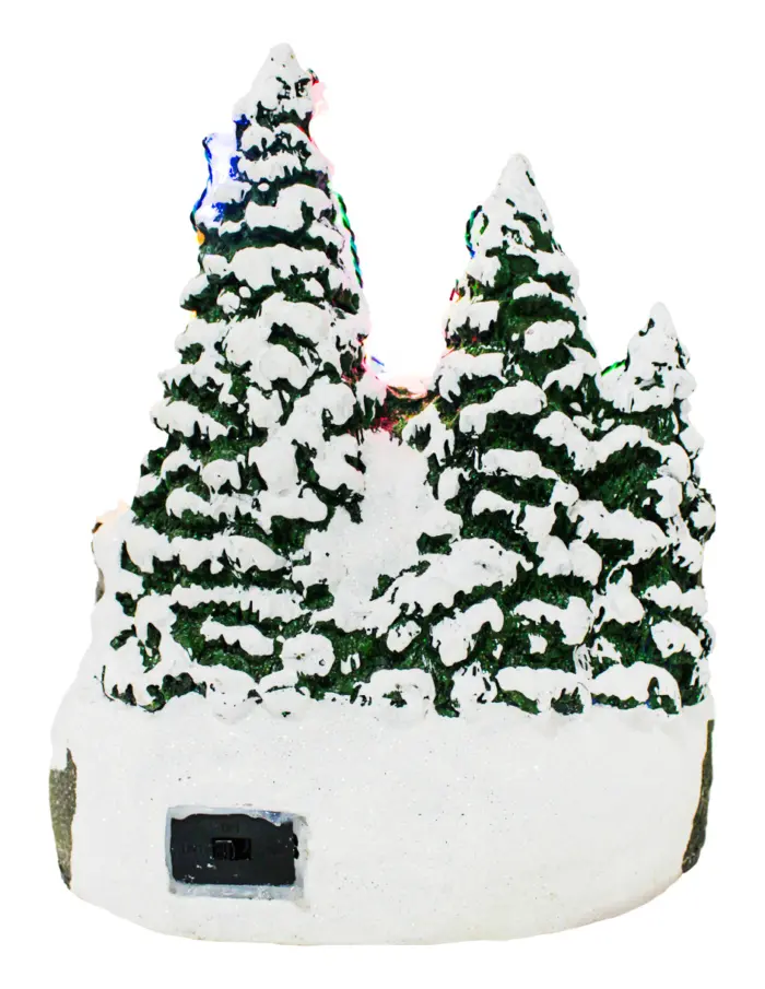 Villa navideña con Santa Claus, reno y tren con luz usa pilas AA (no incluidas) 18x18x21.5cm - Image 4