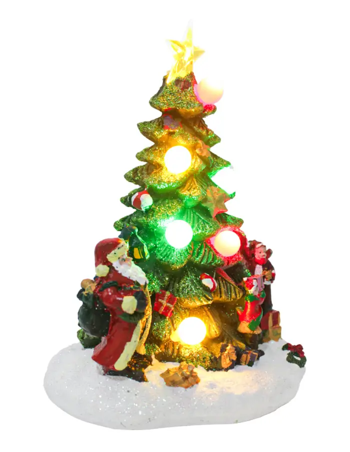 Santa Claus con Árbol de Navidad con luz led usa pilas AA (no incluidas) de 14x11.5x20cm - Image 2