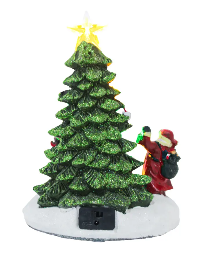 Santa Claus con Árbol de Navidad con luz led usa pilas AA (no incluidas) de 14x11.5x20cm - Image 4