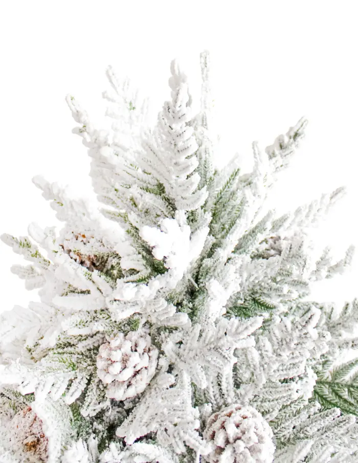 Árbol de Navidad nevado con nochebuenas y piñas de 1.8m - Image 3