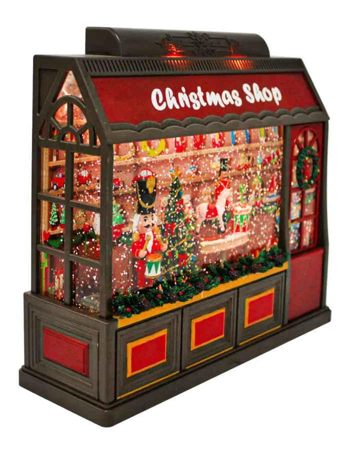 Tienda navideña musical con luz LED (usa baterías 3AA no incluidas) de 23.8x7.9x21.2cm - Image 2
