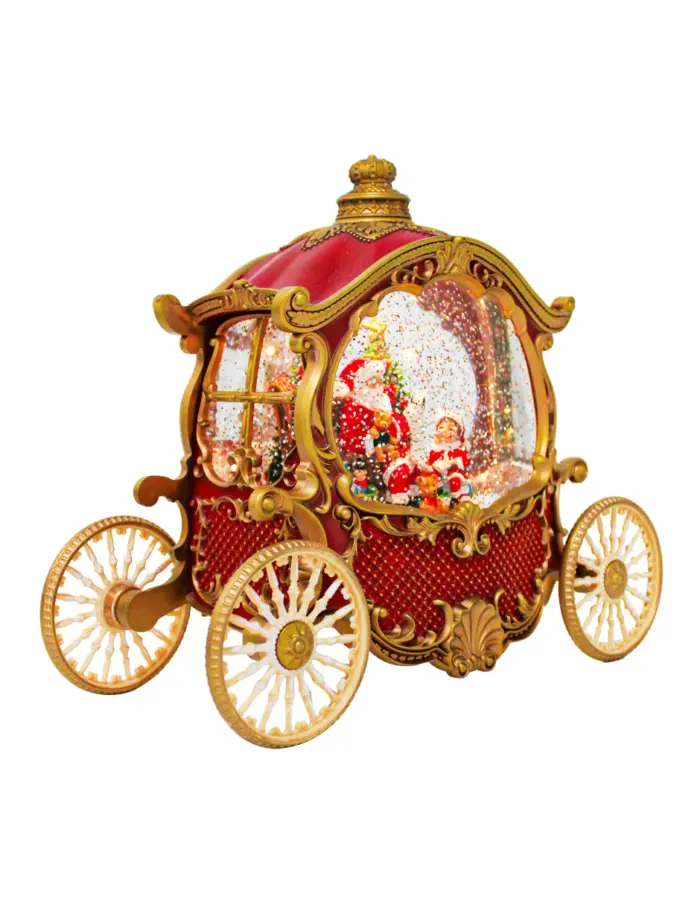 Carruaje navideño musical con santa y luz LED con cable USB (usa baterías 3AA no incluidas) de 26x11.5x21.5cm - Image 2