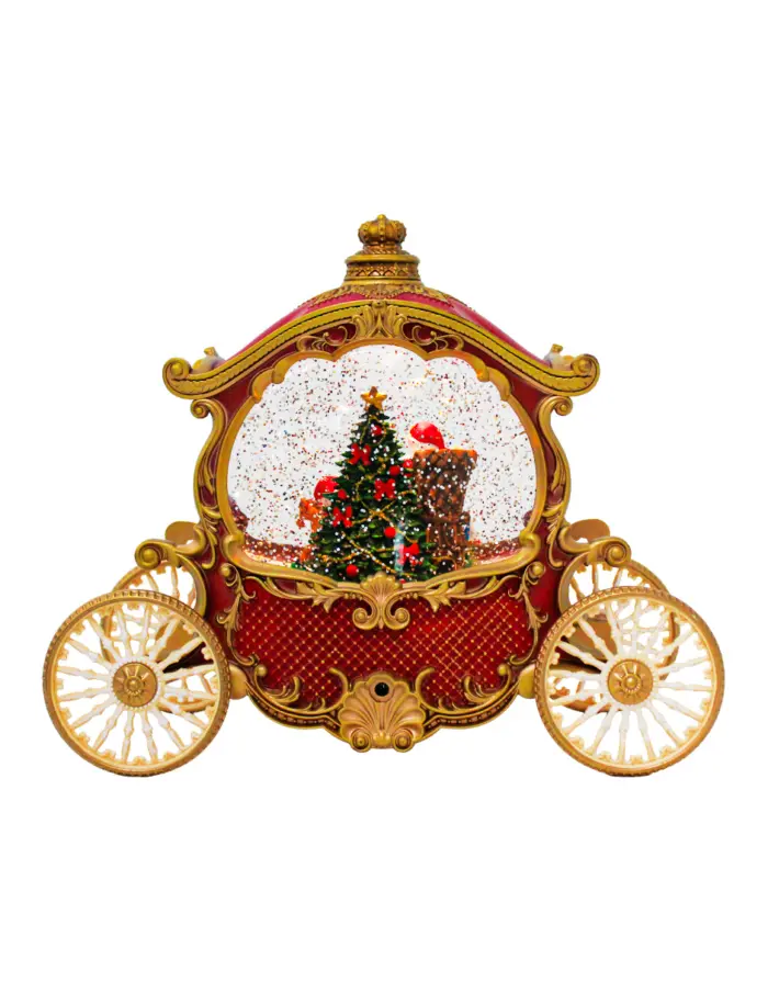 Carruaje navideño musical con santa y luz LED con cable USB (usa baterías 3AA no incluidas) de 26x11.5x21.5cm - Image 3